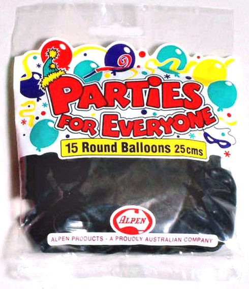 AussieSuperStore Party Essentials Balloons Alpen 25cm Black Balloons Alpen 25cm Black | Party Balloons & Decorations Supplies 9310720234496 203449