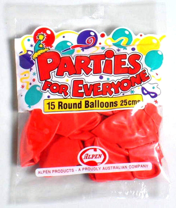 AussieSuperStore Party Essentials Balloons Alpen 25cm Red Balloons Alpen 25cm Red  | Party Balloons & Decorations Supplies | SuperCraftOnline 9310720234427 203442