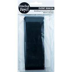 AussieSuperStore Party Essentials Black Satin Hank Ribbons 50mm (in 3 colours) Satin Ribbons Hank 50mm | Bridal Wedding Car Decorations | Double Sided ribbons 9331468048848 VWD103