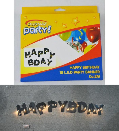 AussieSuperStore Party Essentials Happy Birthday L.E.D Party Banner Happy Birthday L.E.D Party Banner | Birthday Decoration DUR4319