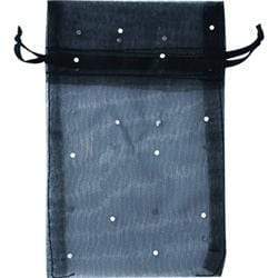 AussieSuperStore Party Essentials Organza Bag with Glitter Black/Silver Organza Bag with Glitter Black/Silver | Gift Bags | Christmas Gift Bags 9331468035787 VCOGB02