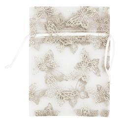AussieSuperStore Party Essentials Organza Bag with Glitter Butterfly Small Organza Bag with Glitter Butterfly Small | Gift Bags | Christmas Gift Bags 9331468039068 VCOGB06