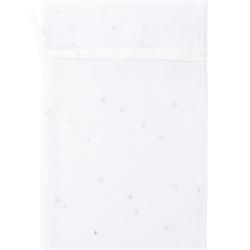 AussieSuperStore Party Essentials Organza Bag with Glitter White/Silver Organza Bag with Glitter White/Silver | Gift Bags | Christmas Gift Bags 9331468035770 VCOGB01
