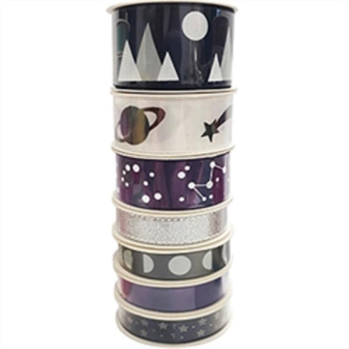 AussieSuperStore Party Essentials Satin and Mesh Constellations Ribbon Tubes Satin and Mesh Constellations Ribbon Tubes | Satin Ribbon for Gift Wrapping | Bulk Satin Ribbon Wholesale 9323823201081 JBR18004