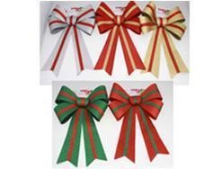 AussieSuperStore Seasonal Products Decoration Xmas Glitter 6 Bow With Strip 32x43cm Decoration Xmas 32x43cm Glitter Bow With Strip in 6 Assorted Designs 9316341566619 XM2148