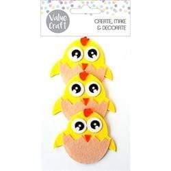 AussieSuperStore Seasonal Products Easter Felt Chicks In Egg Easter Felt Chicks In Egg | Craft Easter Chicks Bunny Embellishments 9331468052487 VCEAS18021