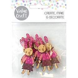 AussieSuperStore Seasonal Products Easter Wooden Pink Dress Bunny Small Easter Wooden Pink Dress Bunny Small | Craft Easter Bunny Wooden Shapes 9331468052531 VCEAS18026