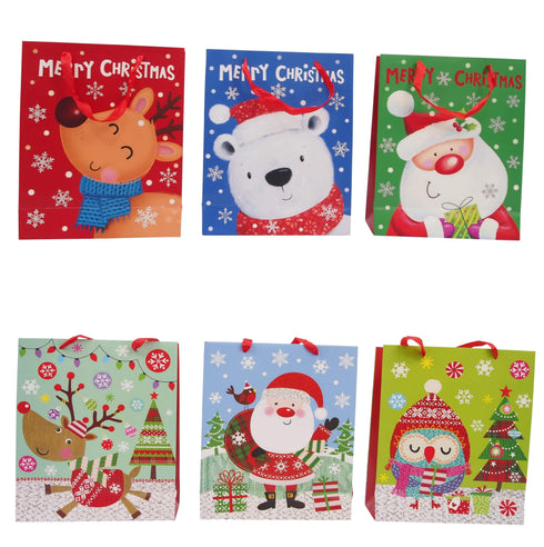 AussieSuperStore Seasonal Products Gift Bag Xmas Medium Character Print Gift Bag Xmas Medium Character Print | Christmas Gift Bag 9333527457127 XB1034