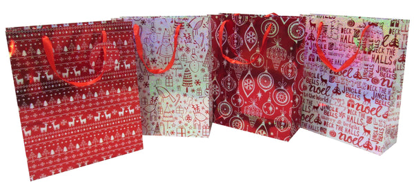 AussieSuperStore Seasonal Products Gift Bag Xmas Medium Foil Red/Silver Designs Gift Bag Xmas Medium Foil Red/Silver Designs | Christmas Gift Bags 9333527457141 XB1037