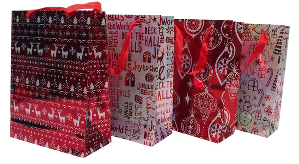 AussieSuperStore Seasonal Products Gift Bag Xmas Small Foil Red/Silver Designs Gift Bag Xmas Small Foil Red/Silver Designs | Christmas Gift Bag 9333527457134 XB1036