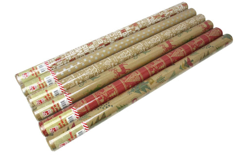 AussieSuperStore Seasonal Products Gift Wrap Roll Xmas 70 cm x 4 m Kraft Printed Gift Wrap Roll Xmas Kraft Printed | Christmas Wrapping Paper Roll 9333527395719 XA9780