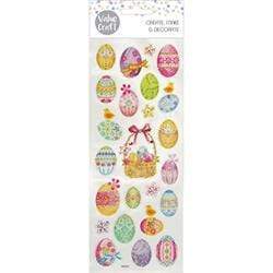 AussieSuperStore Seasonal Products Glitter Stickers Eggs & Basket Glitter Stickers Eggs & Basket | Easter Stickers | Scrapbooking Stickers | Embellishments 9331468055518 VCEAS19021