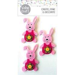 AussieSuperStore Seasonal Products Pink Easter Felt Bunnies (in 2 colors) Easter Felt Bunnies (in 2 colors) | Craft Easter Bunny Embellishments 9331468052494 VCEAS18022
