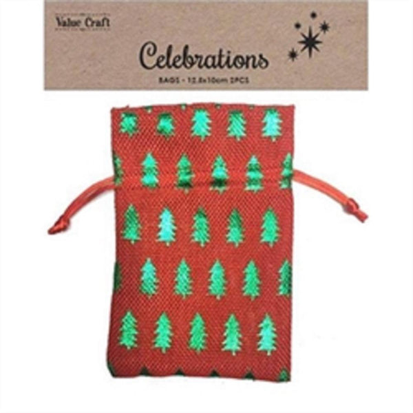 AussieSuperStore Seasonal Products Red with Green Trees Xmas Trees Fabric Bag (in 2 colours) Xmas Trees Fabric Bag (in 2 colours) | Gift Bags | Christmas Gift Bags 9331468056584 XMAS19060