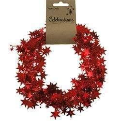 AussieSuperStore Seasonal Products Red Xmas Garlands with Large Stars (in 3 colors) Xmas Garland with Large Stars | Christmas Party Celebration Decoration 9331468054078 XMAS18075