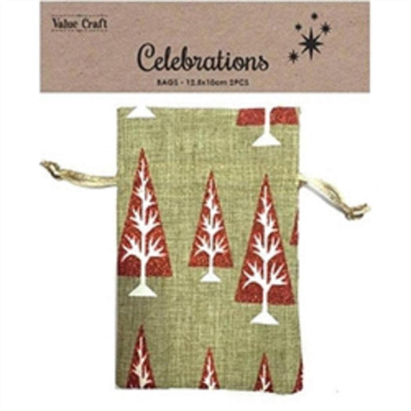 AussieSuperStore Seasonal Products Red Xmas Tree Fabric Bag Xmas Tree Fabric Bag | Gift Bags | Christmas Gift Bags 9331468056478 XMAS19049