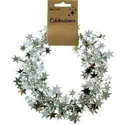 AussieSuperStore Seasonal Products Silver Xmas Garlands with Large Stars (in 3 colors) Xmas Garland with Large Stars | Christmas Party Celebration Decoration 9331468054061 XMAS18074
