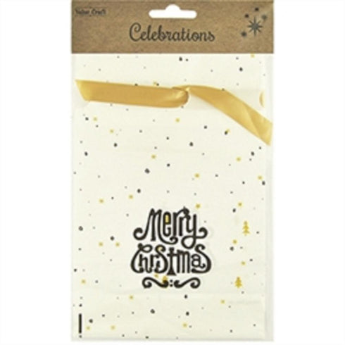 AussieSuperStore Seasonal Products White/Gold Xmas Treat Bags with Tie (in 2 colours) Xmas Treat Bags with Tie (in 2 colours) | Christmas Gift Bag 9331468059769 XMAS2016