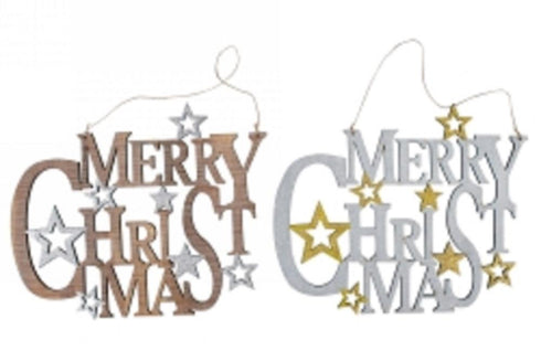 AussieSuperStore Seasonal Products Wooden Hanging Merry Christmas Plaque Wooden Hanging Merry Christmas Plaque | Christmas Tree Decoration Ornament 9352149021875 XM9753