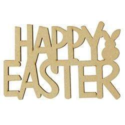 AussieSuperStore Seasonal Products Wooden Shapes Happy Easter Sign Wooden Shapes Happy Easter Sign | Craft Easter Bunny Wooden Shapes 9331468055372 VCEAS19007