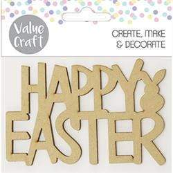 AussieSuperStore Seasonal Products Wooden Shapes Happy Easter Sign Wooden Shapes Happy Easter Sign | Craft Easter Bunny Wooden Shapes 9331468055372 VCEAS19007