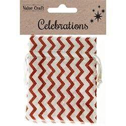 AussieSuperStore Seasonal Products Xmas Bag White with Red Chevron Xmas Bag White with Red Chevron | Christmas Organza Gift Bags 9331468054115 XMAS18082