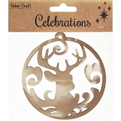 AussieSuperStore Seasonal Products Xmas Bauble with Deer Wooden Shapes Xmas Bauble with Deer Wooden Shapes | Christmas Tree Decoration Ornament 9331468056270 XMAS19029