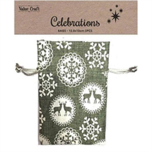 AussieSuperStore Seasonal Products Xmas Grey Deer Fabric Bag Xmas Grey Deer Fabric Bag | Gift Bags | Christmas Gift Bags 9331468056454 XMAS19047