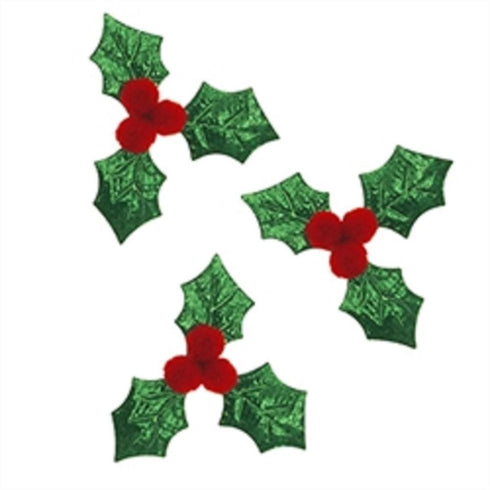 AussieSuperStore Seasonal Products Xmas Holly with Pom Poms Puffy Shapes Xmas Holly with Pom Poms Puffy Shapes | Christmas Celebration Decoration 9331468056409 XMAS19042