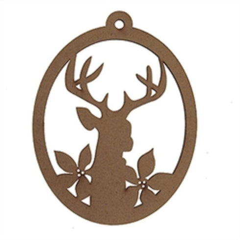 AussieSuperStore Seasonal Products Xmas Oval Bauble with Deer Wooden Shapes Xmas Oval Bauble with Deer Wooden Shapes | Christmas Tree Decoration Ornament 9331468056287 XMAS19030