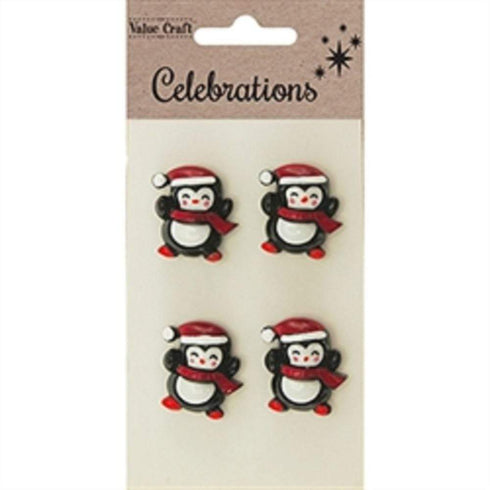 AussieSuperStore Seasonal Products Xmas Penguin Resin Shapes Xmas Penguin Resin Shapes | Craft Christmas Embellishment | Scrapbooking Embellishment 9331468056775 XMAS19087