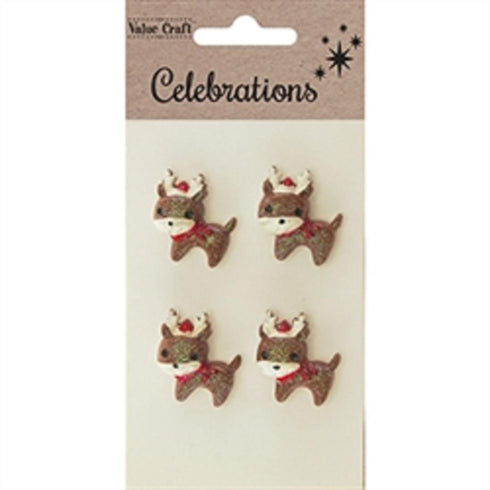 AussieSuperStore Seasonal Products Xmas Reindeer Resin Shapes Xmas Reindeer Resin Shapes | Craft Christmas Embellishment | Scrapbooking Embellishment 9331468056768 XMAS19086