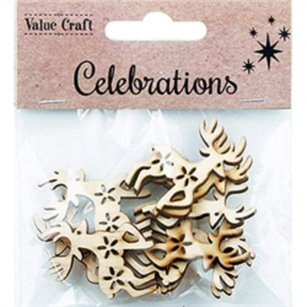 AussieSuperStore Seasonal Products Xmas Reindeer Wooden Shapes Xmas Reindeer Wooden Shapes | Christmas Tree Decoration Ornament 9331468051190 XMAS17088