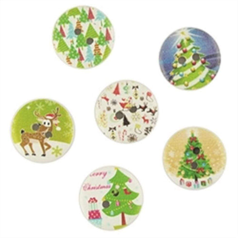 AussieSuperStore Seasonal Products Xmas Round Wooden Buttons Xmas Round Wooden Buttons | Craft Buttons | Sewing Buttons 9331468059967 XMAS2036