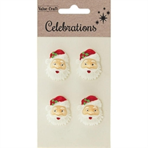 AussieSuperStore Seasonal Products Xmas Santa Faces Resin Shapes Xmas Santa Faces Resin Shapes | Craft Christmas Embellishment | Scrapbooking Embellishment 9331468056799 XMAS19089