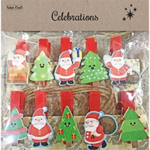 AussieSuperStore Seasonal Products Xmas Santas and Trees Pegs Xmas Santas and Trees Pegs | Craft Tiny Pegs | Craft Wooden Items | Mini Wooden Pegs 9331468059707 XMAS2010