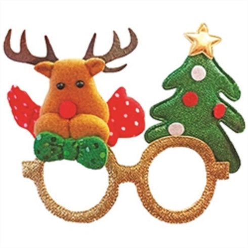 AussieSuperStore Seasonal Products Xmas Tree and Reindeer Novelty Glasses Xmas Tree and Reindeer Novelty Glasses | Christmas Party Costume Accessories 9331468059882 XMAS2028