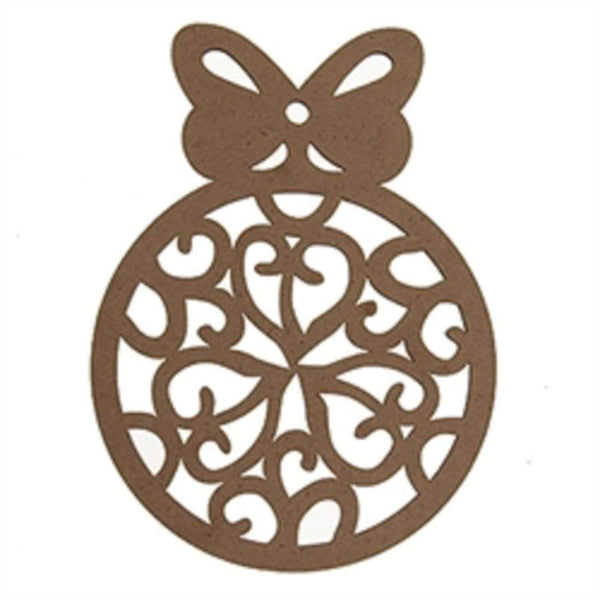 AussieSuperStore Xmas Bauble with Bow Wooden Shapes 9331468056386 XMAS19040